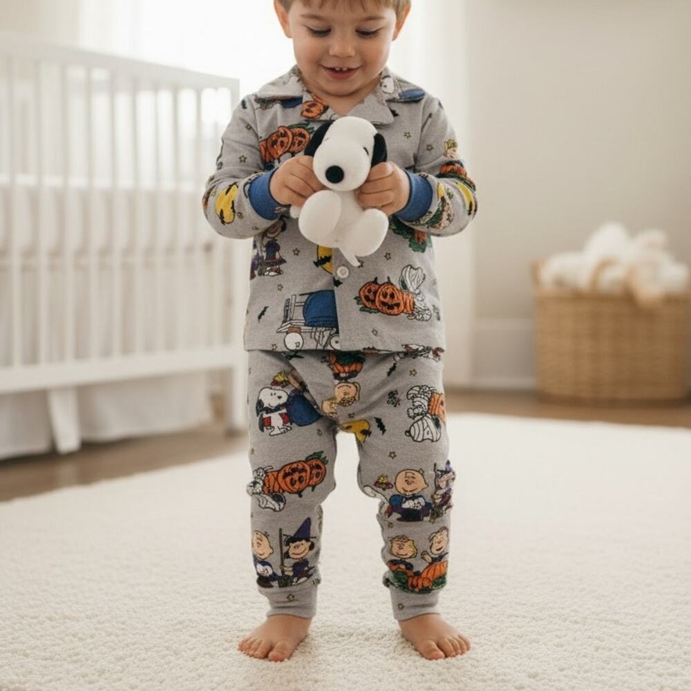 Peanuts Halloween Snoopy & Friends 2 Piece Fleece Pajama Set Size 24 MO NWT